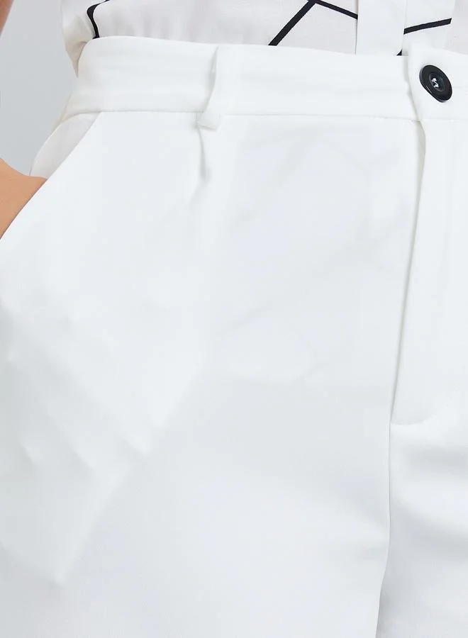 Take Two  White Solid Straight Leg Trousers for Women | Best Price UAE