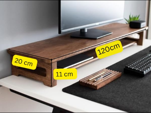 carpentray Store 120Cm Wooden Monitor Stand with Storage Organizer for Desk, Tables, Office, Home, Studio, Study Table | Desktop Monitor Stand Rise (120cm Long) - Image 5
