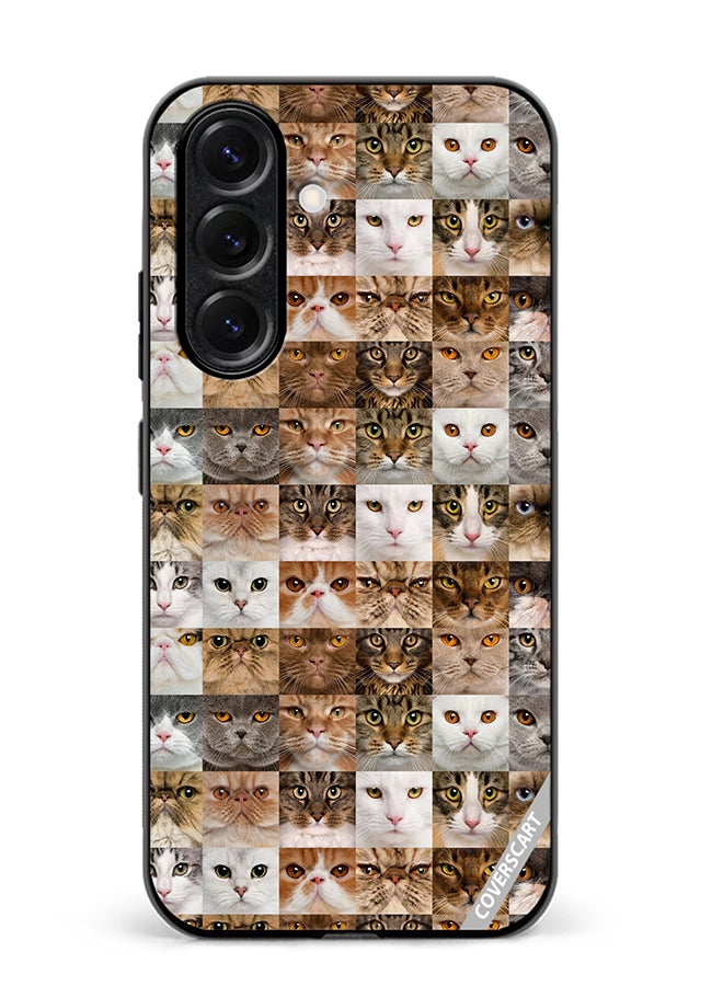 VR CREATIVE Protective Case Cover For Samsung Galaxy S25 Cat Faces Design Multicolour