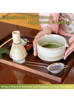 Dominy 4PCS Matcha Tea Set, Includeing Match Bowl with Spout and Bamboo Whisk Matcha Whisk Stand Chasen Holder Teaspoon Set  - Image 2