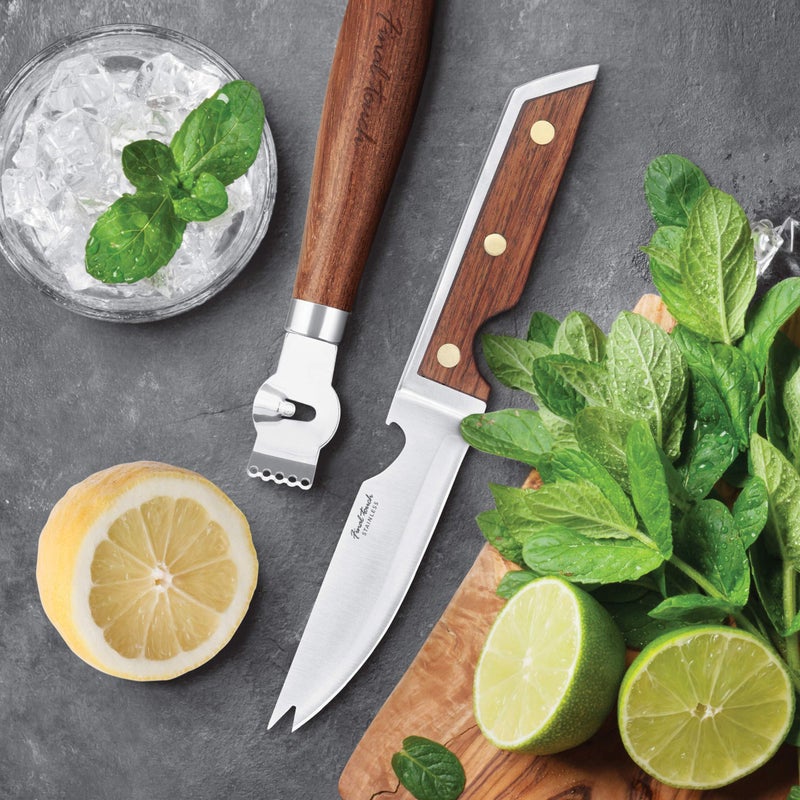 Final Touch Final Touch Bar Knife & Zester Set - Multi-Function Design for Effortless Cocktail Prep - Adjacent Edge Handle, Stainless Steel Blade, Bottle Opener, and Zester Included (FTA2110)  - Image 2