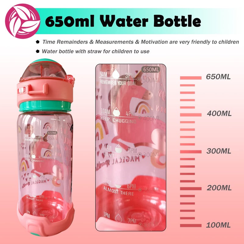 YOYTOO Kids Water Bottle with Straw & Strap for School Kids Girls Boys, 22oz BPA Free Child Drinking Water Bottle One-Click-Open Leak-Proof Locking Flip Lid for Back to School Sport Travel - Image 5