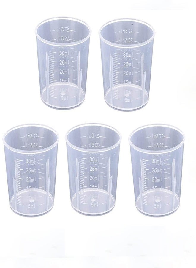KeCool 30ml Plastic Liquid Measuring Cups - Mini Clear Kitchen Medicine Cups Transparent Labs Graduated Beakers Baking Cooking Home Lab Measure Tool (5 Packs,1oz,Transparent) - Image 1
