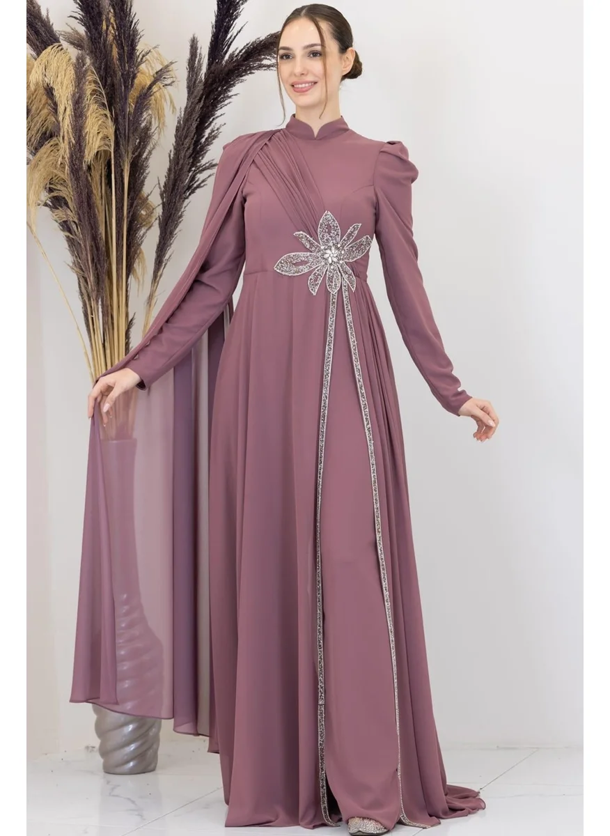 Esilanur Flower Hijab Jumpsuit Dusty Rose