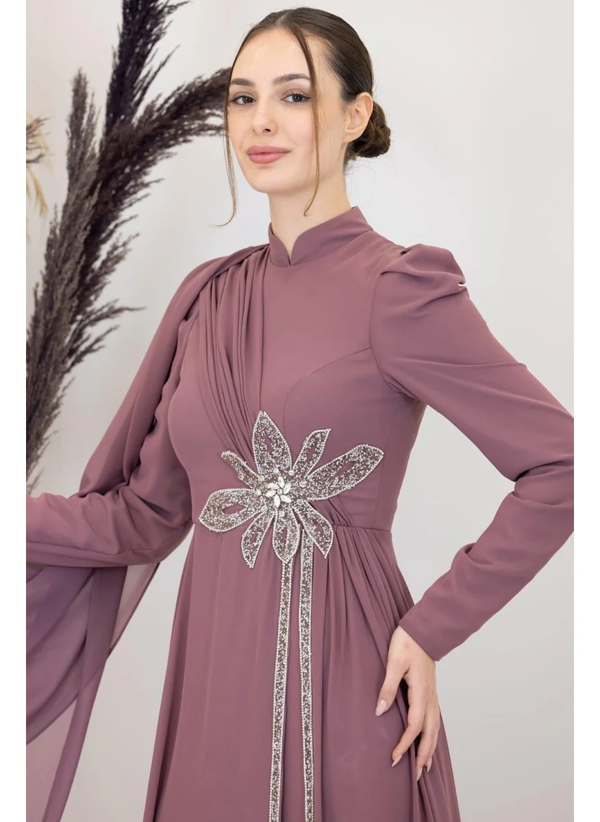 Esilanur Flower Hijab Jumpsuit Dusty Rose