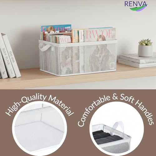 RENVA Collapsible Fabric Storage Cubes Organizer with Handles Foldable Storage Baskets for Organizing Toys, Books, Shelves, Closet, Large Storage Box with Handles (2) - Image 3