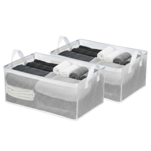 RENVA Collapsible Fabric Storage Cubes Organizer with Handles Foldable Storage Baskets for Organizing Toys, Books, Shelves, Closet, Large Storage Box with Handles (2) - Image 1