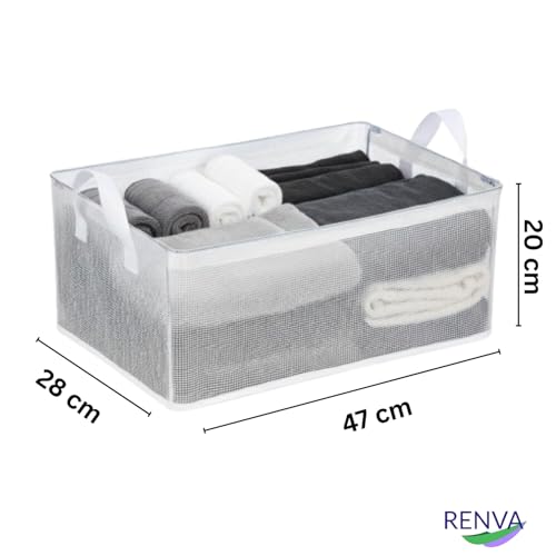 RENVA Collapsible Fabric Storage Cubes Organizer with Handles Foldable Storage Baskets for Organizing Toys, Books, Shelves, Closet, Large Storage Box with Handles (2) - Image 2
