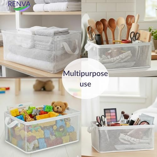 RENVA Collapsible Fabric Storage Cubes Organizer with Handles Foldable Storage Baskets for Organizing Toys, Books, Shelves, Closet, Large Storage Box with Handles (2) - Image 5
