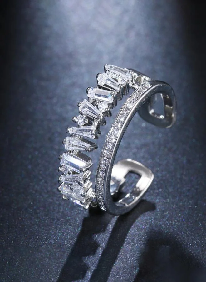 تايك تو خاتم مفتوح فضي مُزين بدائرتين