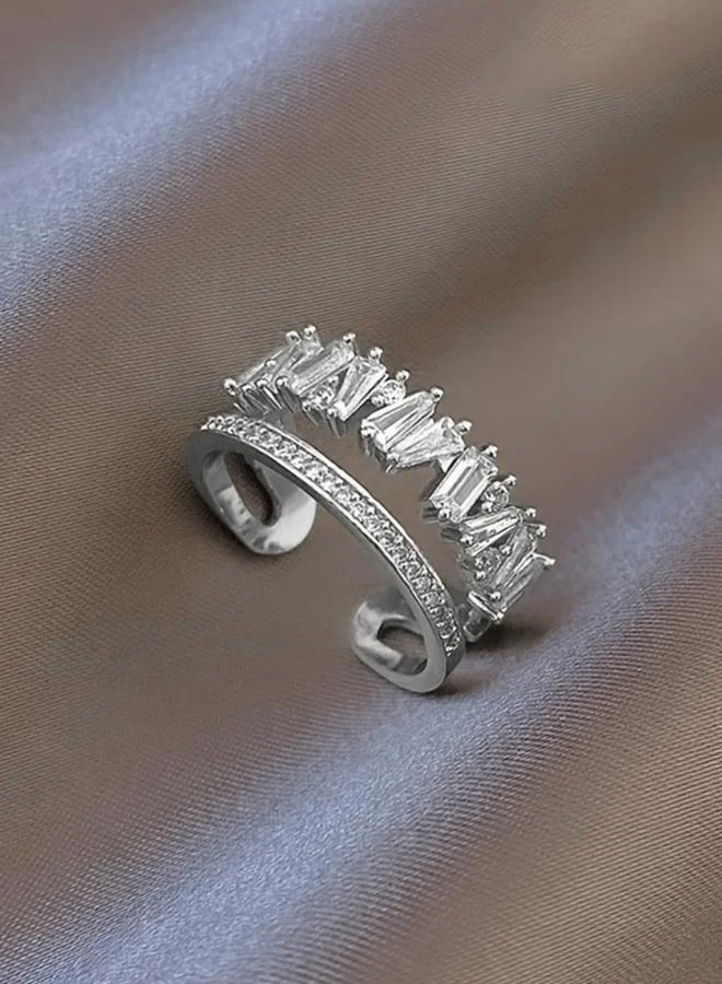 تايك تو خاتم مفتوح فضي مُزين بدائرتين