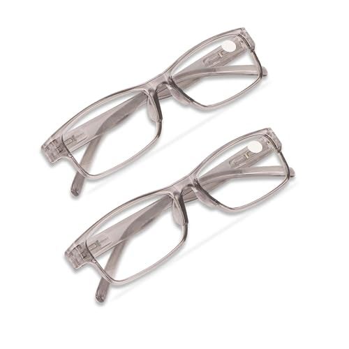 Freddy Full Rim Reading Glasses, Rectangular Frame, Transparent Grey, Unisex, 2 Pack (2.00) - Image 3