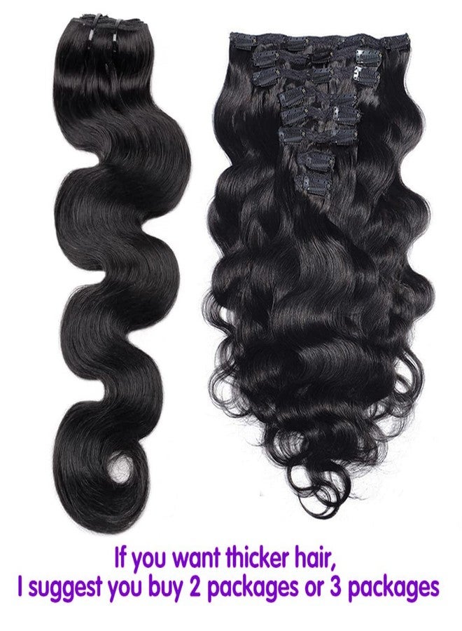 Feelgrace Body Wave Human Hair Extension for Black Women, Natural Black Brazilian Hair Clip in Body Wave Hairpiece, 10A Grade Clip in Human Hair Pieces 8 Pieces/Set 130 Gram 14 Inch - Image 5