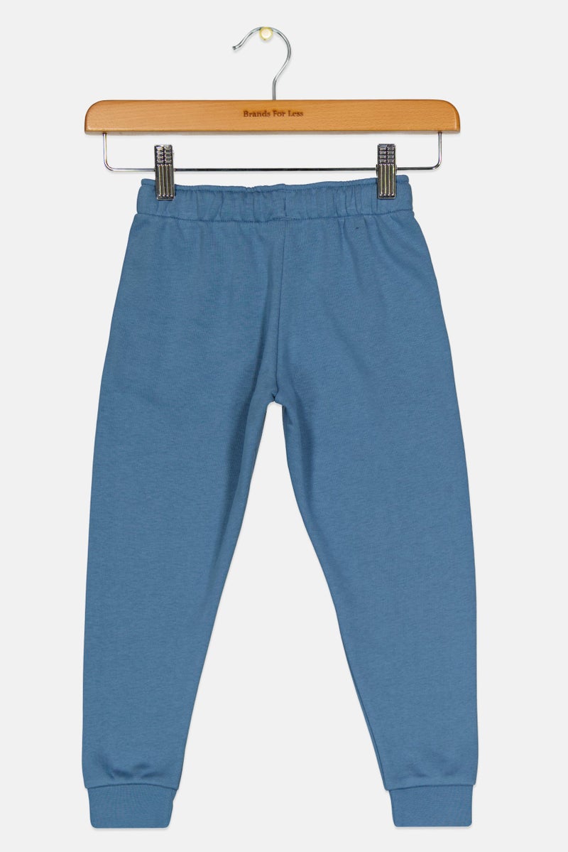 PUMA سروال رياضي خارجي للأطفال الأولاد بشعار العلامة التجارية، أزرق رمادي - Image 2