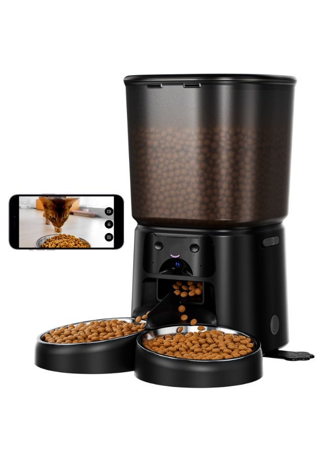 Pet Feeder,6L Automatic Pet Feeder For Cats and Dogs,1080P Camera,App Control,Voice Recorder,Timed Feeder for Schedule Feeding, Dual Power Supply,WiFi Pet Food Dispenser with App Control - Image 1