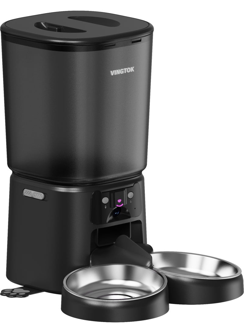 Pet Feeder,6L Automatic Pet Feeder For Cats and Dogs,1080P Camera,App Control,Voice Recorder,Timed Feeder for Schedule Feeding, Dual Power Supply,WiFi Pet Food Dispenser with App Control - Image 2