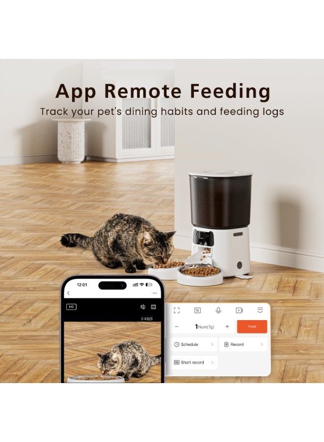 Pet Feeder,6L Automatic Pet Feeder For Cats and Dogs,1080P Camera,App Control,Voice Recorder,Timed Feeder for Schedule Feeding, Dual Power Supply,WiFi Pet Food Dispenser with App Control - Image 4