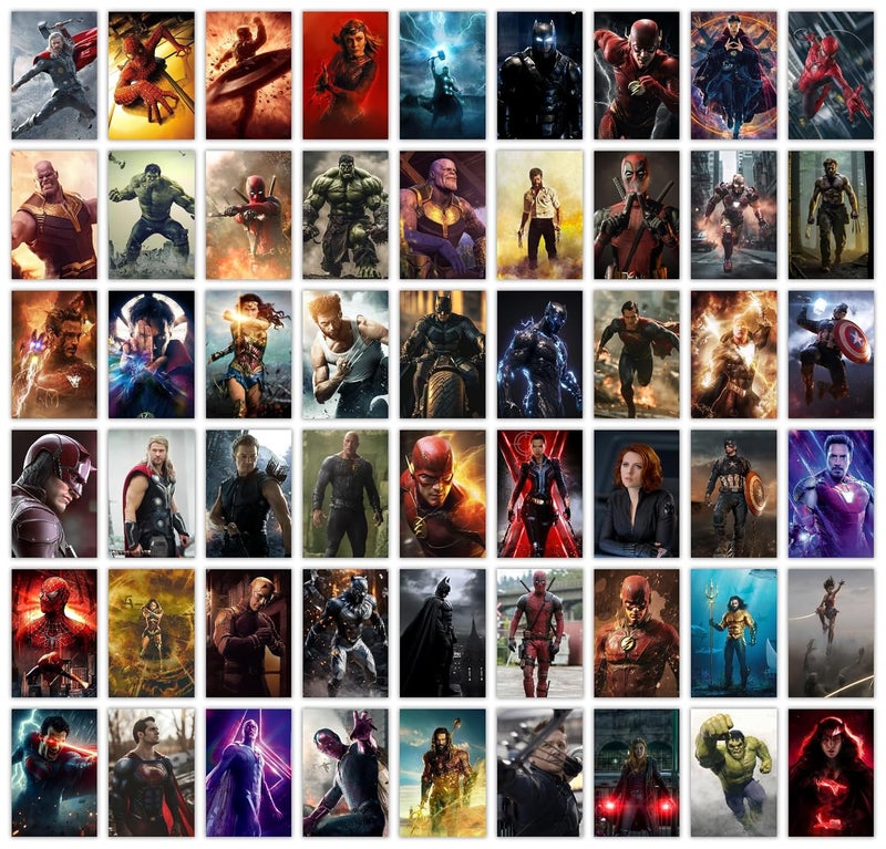 INDOART NET Pack of 54 Superheroes Aesthetic Wall Collage kit Posters Posters for Wall Decoration Wall Art For Bedroom Office Living room Dorm room 6 inch X 4 inch - Image 1