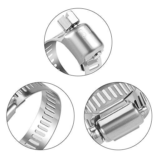 LOKMAN 20 Pack Stainless Steel Hose Clamp Adjustable 3/8'' - 5/8'' (10-16mm) Worm Gear Hose Clamp, Metal Fuel Line Pipe Clamp for Plumbing, Automotive And Mechanical Application - Image 2