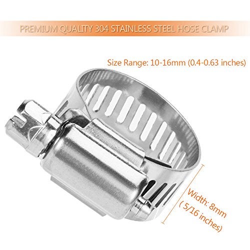 LOKMAN 20 Pack Stainless Steel Hose Clamp Adjustable 3/8'' - 5/8'' (10-16mm) Worm Gear Hose Clamp, Metal Fuel Line Pipe Clamp for Plumbing, Automotive And Mechanical Application - Image 3