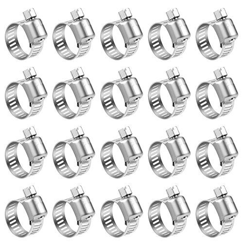 LOKMAN 20 Pack Stainless Steel Hose Clamp Adjustable 3/8'' - 5/8'' (10-16mm) Worm Gear Hose Clamp, Metal Fuel Line Pipe Clamp for Plumbing, Automotive And Mechanical Application - Image 1