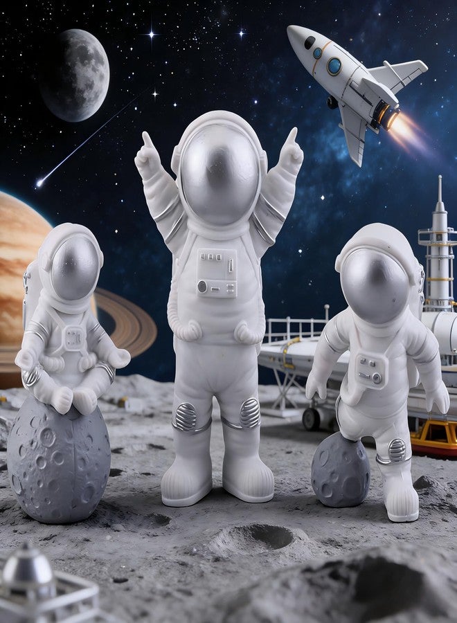 Fevoila 12 Pcs Astronaut Figurines Cake Topper Outer Space Spaceman Figure Statue Tabletop Ornament Miniature Astronaut Figures for Outer Space Birthday Cake Decoration (Style 2) - Image 4
