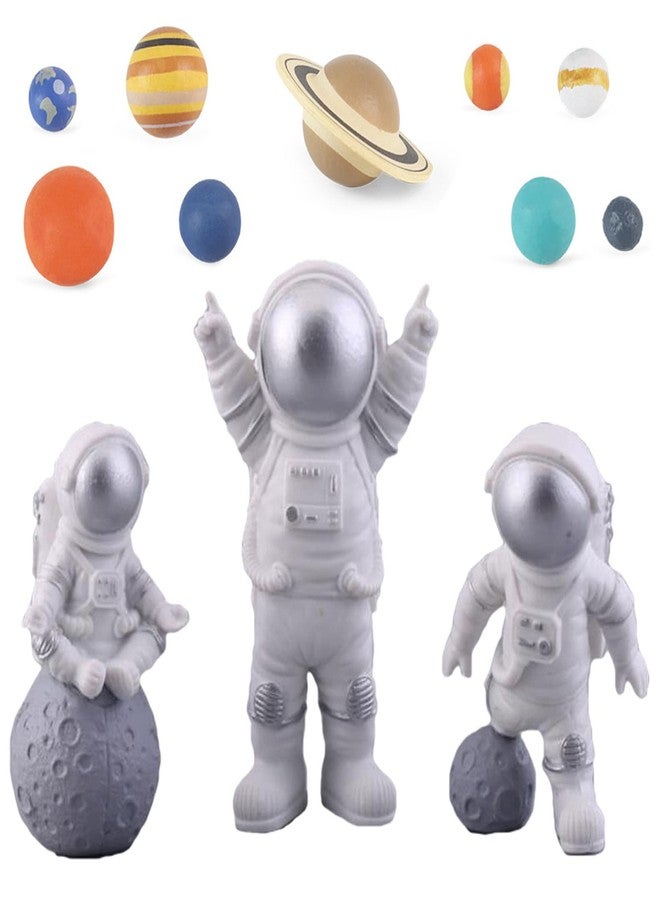 Fevoila 12 Pcs Astronaut Figurines Cake Topper Outer Space Spaceman Figure Statue Tabletop Ornament Miniature Astronaut Figures for Outer Space Birthday Cake Decoration (Style 2) - Image 1