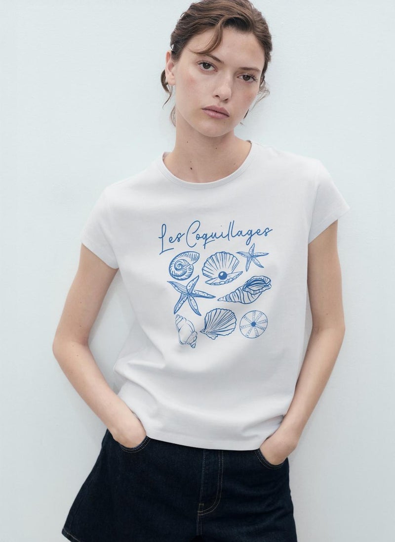 MANGO Printed Cotton-Blend T-Shirt  - Image 1