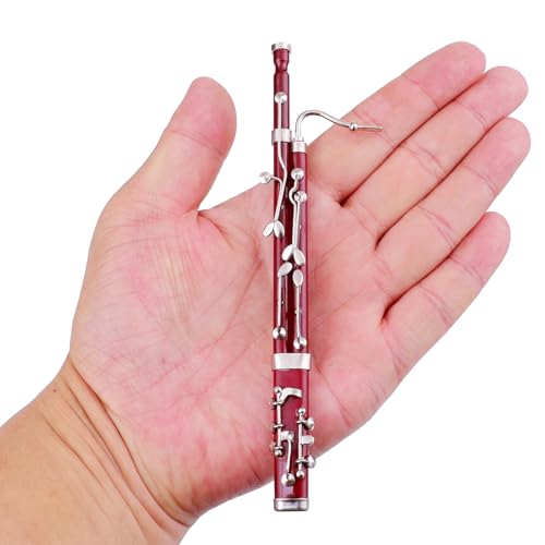 Dselvgvu Miniature Bassoon with Stand and Case Mini Musical Instrument Bassoon Replica Collectible Figurines Dollhouse Accessories Model Home Decoration Display Ornament (6.12") - Image 2