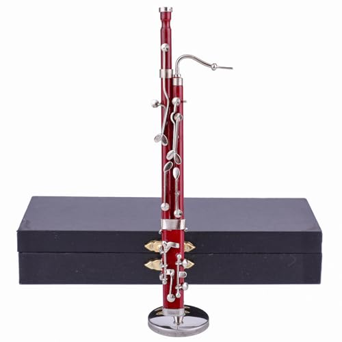 Dselvgvu Miniature Bassoon with Stand and Case Mini Musical Instrument Bassoon Replica Collectible Figurines Dollhouse Accessories Model Home Decoration Display Ornament (6.12") - Image 4