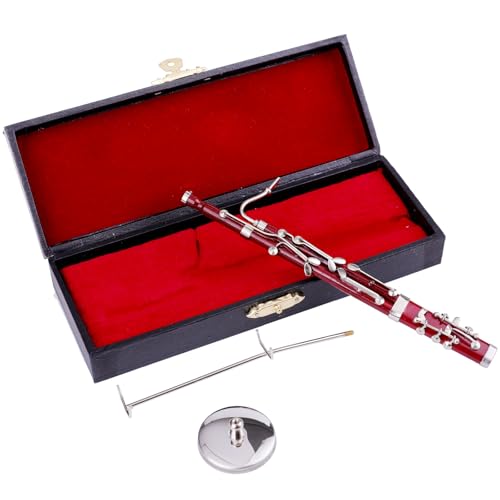 Dselvgvu Miniature Bassoon with Stand and Case Mini Musical Instrument Bassoon Replica Collectible Figurines Dollhouse Accessories Model Home Decoration Display Ornament (6.12") - Image 5