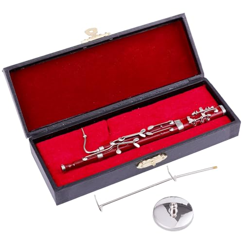 Dselvgvu Miniature Bassoon with Stand and Case Mini Musical Instrument Bassoon Replica Collectible Figurines Dollhouse Accessories Model Home Decoration Display Ornament (6.12") - Image 3