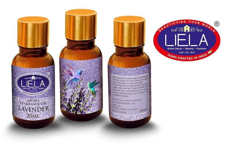 LIELA LIELA Aroma Fragrance Essential Oil Multipurpose Set of 6 Amber bottles with golden cap 120 ml 20 ml each in Pure Premium Fragrance Lavender Jasmine RoseSandal Orange Vanilla  - Image 4