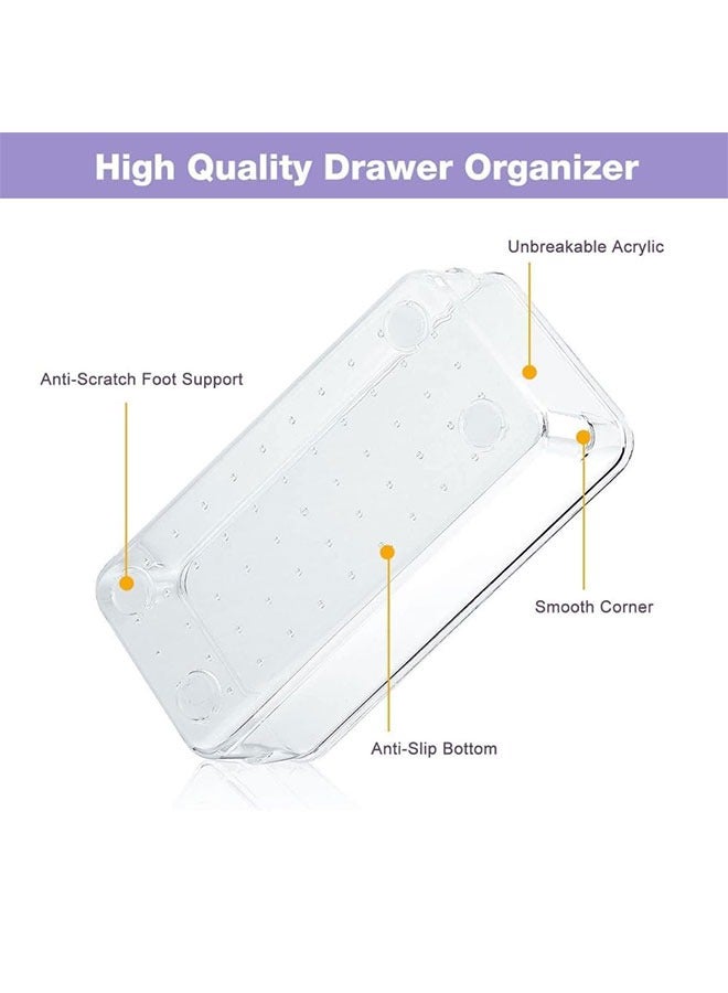 WINEENEE 16 PCS Drawer Organizer Set Clear Plastic Desk Drawer Dividers Trays Dresser Storage Bins Separation Box for Makeup, Jewelries and Gadgets - Image 2