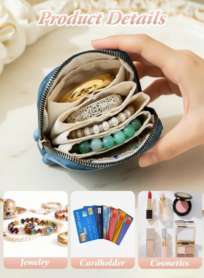 Geyynow 3 PCS Small Travel Jewelry Case for Women, Mini Soft Velvet Jewelry Organizer Pouch Bag - Image 4