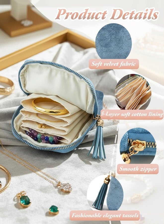 Geyynow 3 PCS Small Travel Jewelry Case for Women, Mini Soft Velvet Jewelry Organizer Pouch Bag - Image 3