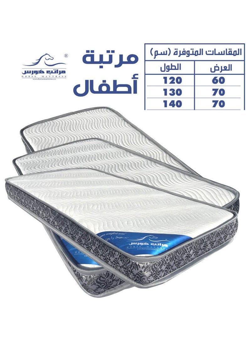 مراتب هورس مرتبة سرير اطفال من مراتب هورس مزودة بطبقتين اسفنجية للدعم والتنعيم، مغطاة بنسيج عازل للماء للمحافظة على مرتبة طفلك من البلبل والتعفن. مقاس 140*70*10 سم  - Image 4