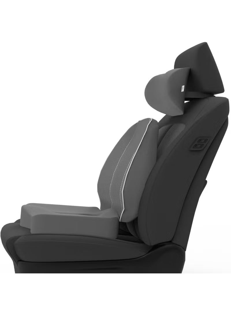 Memory Foam Car Seat Cushion Combo (3-Pcs) - Orthopedic Backrest, Coccyx & Neckrest for Sciatica Pain Relief - Easy-to-Use Support for Long Sitting - Image 1