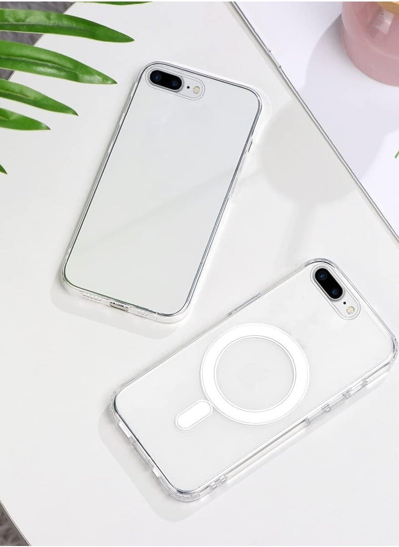 Generic - Clear Magnetic Case for iPhone 7 Plus/8 Plus 5.5 Inch [Compatible with Magsafe] Slim Silicone TPU Shockproof Magnetic Mobile Phone Case Scratch-Resistant Non-Slip Protective Case - Image 1