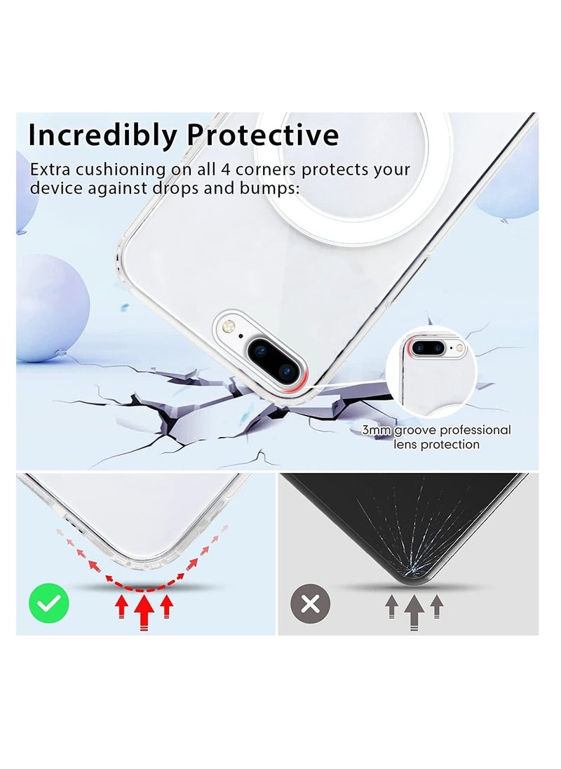 Generic - Clear Magnetic Case for iPhone 7 Plus/8 Plus 5.5 Inch [Compatible with Magsafe] Slim Silicone TPU Shockproof Magnetic Mobile Phone Case Scratch-Resistant Non-Slip Protective Case - Image 1