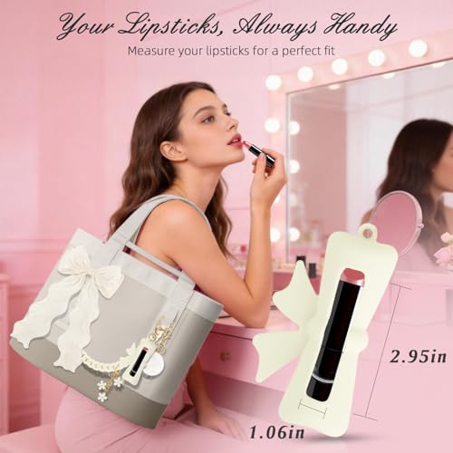 WUQID 5PCS Tote Bag Decor Kit, Decorative Bow, Bow Lipstick Holder, Flower Charm & Acrylic Chain & Pom Pom Ball Bag Charms Compatible with YETI Camino 20/35/50 Carryall, Bogg Bag Accessories for Women - Image 5