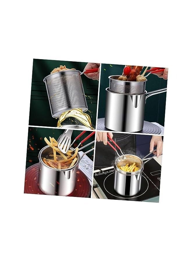vesus set Kitchen Fry Pot Deep Frying Basket Food Cooking Pot Mesh Fryer Basket with Fried Wire Baskets Deepen Milk Pan with Basket for Chip Fried Chicken - Image 4