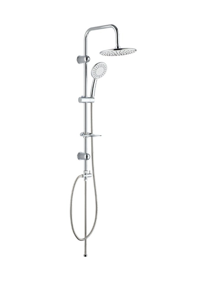 MODI Shower Panel with White Face Overhead & 5-Function Hand Shower – Brass Diverter, Adjustable Slider, ABS Wall Brackets -  ABS+Stainless Steel - Image 3