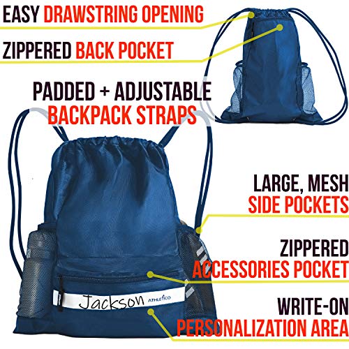 Athletico Drawstring Soccer Bag - Soccer Backpack For Boys or Girls Can Also Carry Basketball or Volleyball (Blue) - Image 3