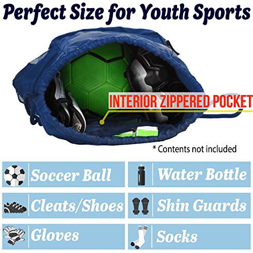 Athletico Drawstring Soccer Bag - Soccer Backpack For Boys or Girls Can Also Carry Basketball or Volleyball (Blue) - Image 2