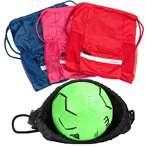 Athletico Drawstring Soccer Bag - Soccer Backpack For Boys or Girls Can Also Carry Basketball or Volleyball (Blue) - Image 4