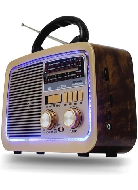 مكبر صوت DENX HiFi بلوتوث مع راديو FM/AM/SW، شحن بالطاقة الشمسية، مصباح يدوي، مدخلات USB/TF Card/AUX، مشغل موسيقى محمول، راديو محمول للسفر، والتخييم، والاستخدامات الخارجية، DX2433