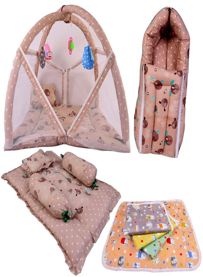 Kwitchy Baby Bedding Set Combo Permium Essential Items for Unisex Infants(Brown, 0-6 Months) (4PCS Set) - Image 1