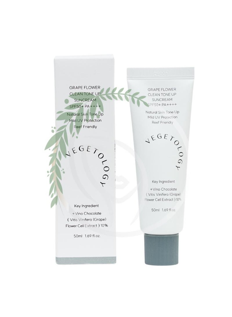 Grape Flower Clean Tone Up Suncream Spf 50+ Pa++++ A Tinted Sun Protection Cream Providing Effective Protection And Soothing Effect With Natural Ingredients