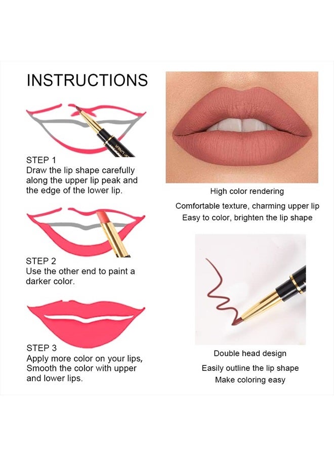 evpct 6Pcs Waterproof Lip Liner and with Lipstick Set Kit Last All Day DNM Chestnut Nude Dark Brown Matte Red 24 Hour Lipstick and Lip Liner Set long lasting 24 pen labiales mate 24 horas originales - Image 3